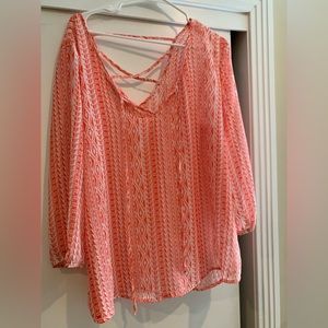 Maurice’s Cris Cross back Blouse Coral XXL